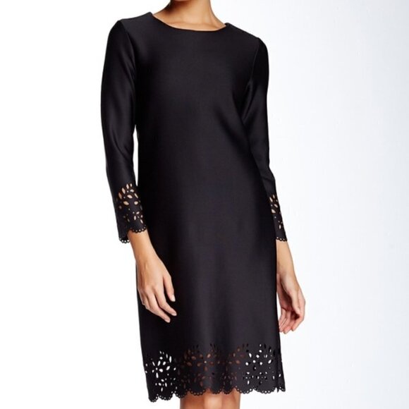 Allen B. by Allen Schwartz Laser Cut Evening Scuba Black Dress Size M - Picture 1 of 9